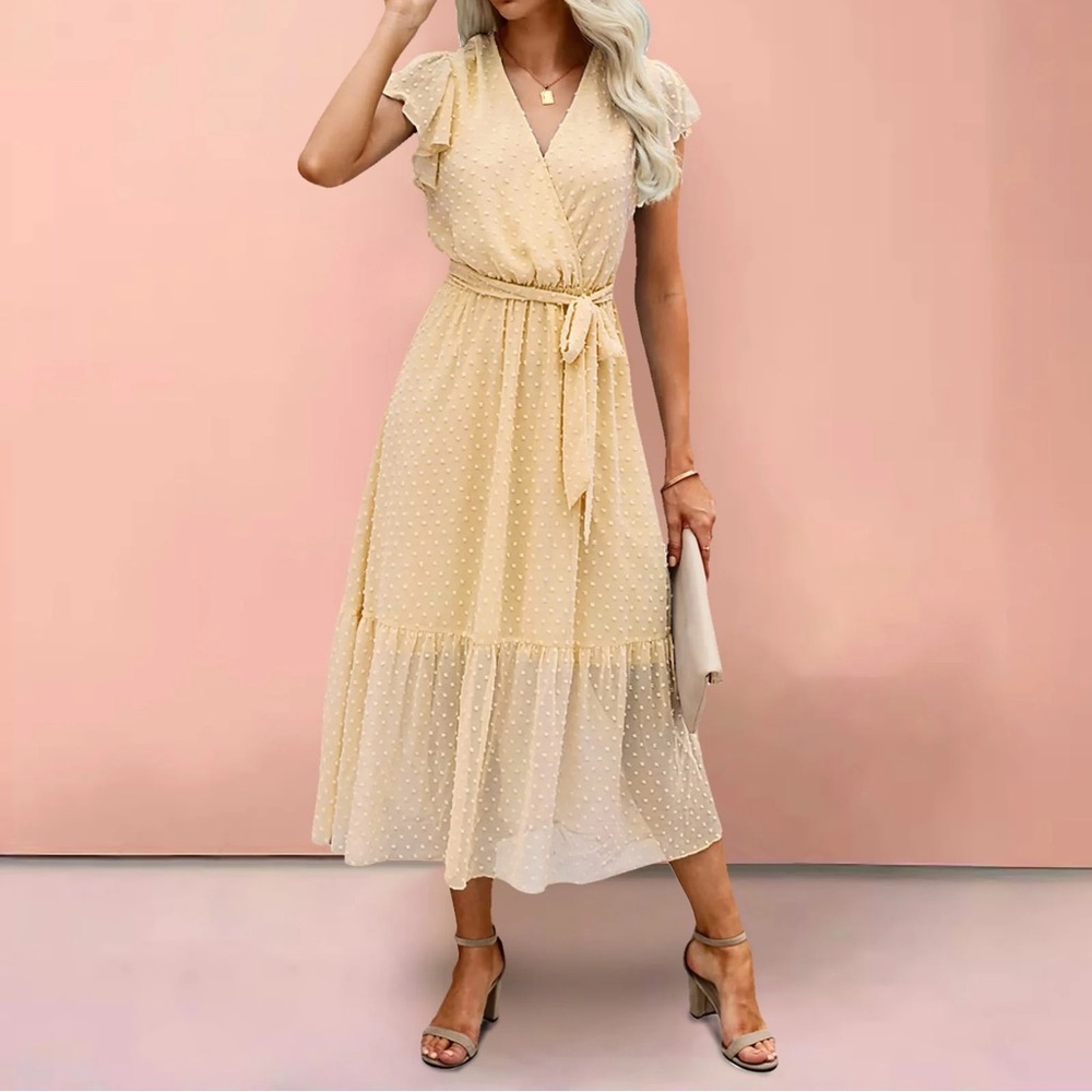 34. Elegant Cream Wrap Dress size M